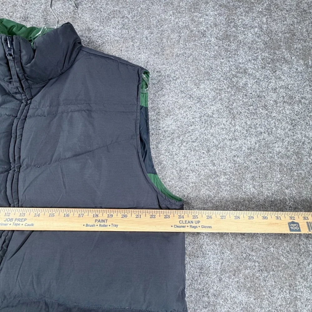 Cremieux Reversible Puffer Down Vest Mens L Navy Green Striped Full Zip‎ Up